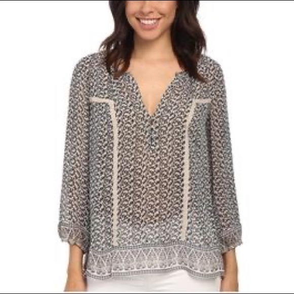 Joie Tops Joie Sanna Silk Sheer Peasant Blouse Poshmark
